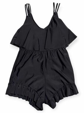 Charlie Paige Retro Flounced Ruffle Hem Swimsuit Romper